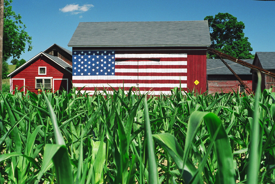 US National Flag, corn and barm